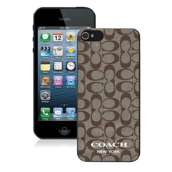 Coach Logo Signature Beige iPhone 5 5S Cases AUL - Click Image to Close